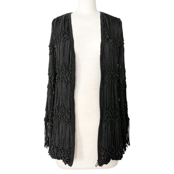 Vintage Giorgio Armani Macramé Crochet Fringe Jacket – Boho Luxe Statement Piece - Picture 3 of 8